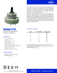Thumbnail of document Data Sheet - 210 Circuit Board-Mountable Pressure Transducer